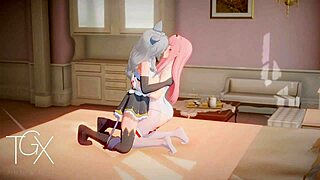 anime gaming zero two has sex in futanari hentai yuri lesbian darling