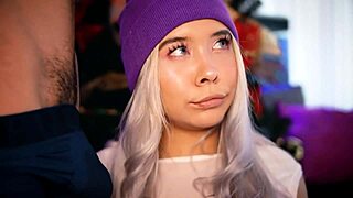 Passionate blonde enjoys teasing her boyfriend on webcam