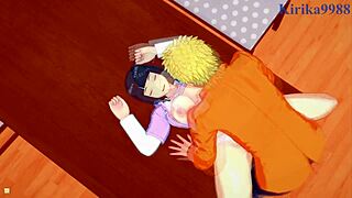 hinata hyuga moans as naruto uzumaki pounds her tight pussy with intense creampie in naruto hentai