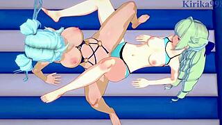 Can Saint-Germain and Cagliostro handle intense lesbian play and futanari sex in Symphogear?