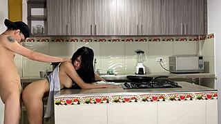 wanna see hot latina banging hard in kitchen with creamy finish?