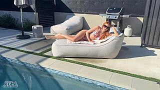 fooling around with my boss's daughter by the pool