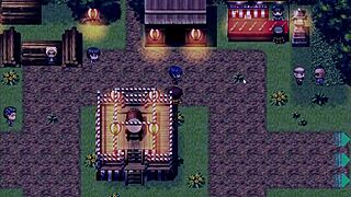 In hentai game episode 36, tanned girl Natsuki gets cum inside her ass by old man in public