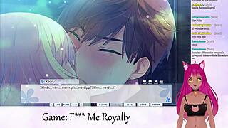 Vtuber lewdneko plays f me royally with lots of kissing scenes