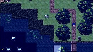 In hentai game episode 36, tanned girl Natsuki gets cum inside her ass by old man in public