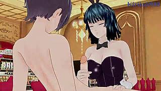 Tatsumaki and fubuki in bunny girl outfits having intense sex?