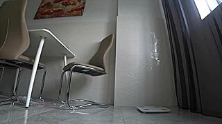 wife fucks friend cheating in kitchen homemade