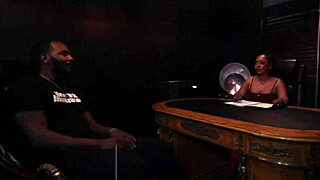 Slutty deep throating boss gags on employees cock