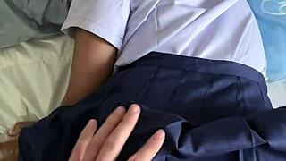 French tourist bangs 18-year-old Thai student. Wanna watch me take her tight body in uniform?