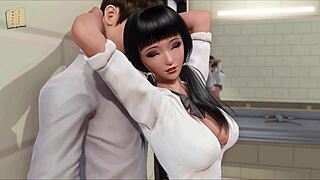 ripples 7: sexy mature woman in outfit shows boobs in 3d cartoon game