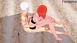 Gwen Tennyson in bikini gets naughty on beach with Ben10 fantasy.