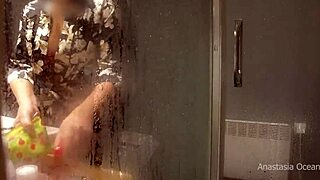 Stepmom walks into the bathroom while he's jerking, and she loves watching in this pervert family anime 😏