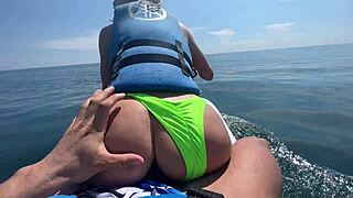 Pretty blonde gets rough sex on a jetski in a 1 on 1 sex scene