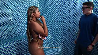 Carla Morelli seduces best friend's son in public sauna for interracial sex