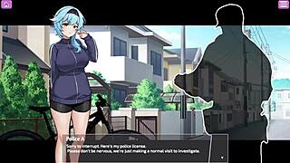 Exposed busty delivery worker in the game