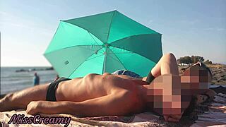 Flashing cock publicly at beach with stepdaughter’s risky help
