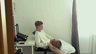 I distracted my stepbrother from work and fucked his tight ass hard.