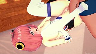 anya comes back wet from the pool craving hard hentai action