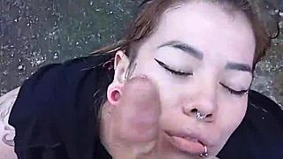 damn! hot brazilian pornstar sucks big cock in backyard!