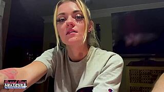 I am a petite mature blonde rubbing my nipples and deeply fingering my twat