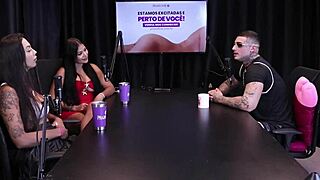 Want tips on pleasing women? Watch these brunettes strip Kylian Cria Sheer Red and suck his cock.