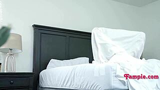 Petite tanned teen stepsister gives rough blowjob and sex in POV