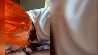 young redhead rides in pov