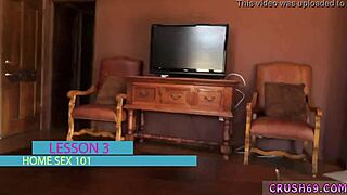 Teen seduces stepfather with huge sex toy in taboo pov action