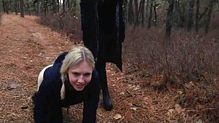 Two sick perverts dominate a kinky MILF in nature