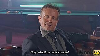 Salty balls charm ebony girlfriend with big tits. Cheating with rich uncle in interracial old-young fling!