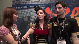 Fionna and Jimmy perform a Chaturbate video at the AE Expo with big tits