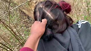 Emo slut gets pounded in public park by lover. Her moans echo through the forest.