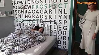 stepmom catches stepdaughter in action and joins for wild ffm threesome fun.