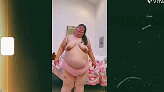 Mature old cougar does topless dance in front of cam