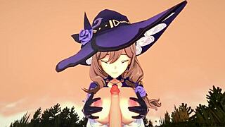 genshin impact lisa’s hot blowjob and titjob cumshot in hentai