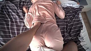 stepmom plays truth or dare with stepson, shocked by wild bedroom doggystyle challenge.