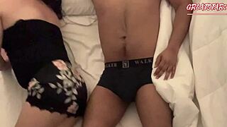 Scared stepdad bangs daughter while wife’s nearby