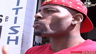 Busty brunette's silicone tits get cumshot from big black cock in pickup