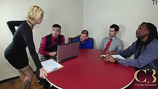 office gone mad with slutty trailer whore sucking big black cock