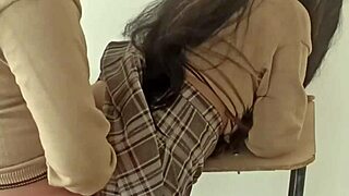 Cum Inside Me Before We’re Caught! School Girl Skirt Down for Public Classroom Fuck