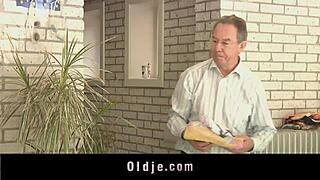 sweet redhead teen 18+ sucking old man’s cock by the poolside 😏