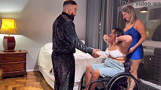 Disabled Friend Travels from Rio to São Paulo for Hot Bedroom Action with Couple