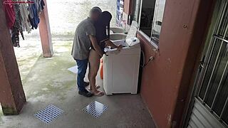 married housewife pays washing machine tech with her curvy ass while hubby’s away