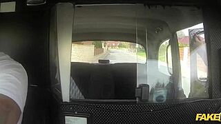 Hey, this fake taxi brunette loves riding cock for workout!