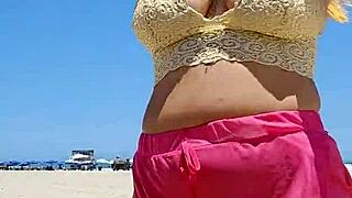 i got a lover at the beach and now i flash my big african pussy to make him hard