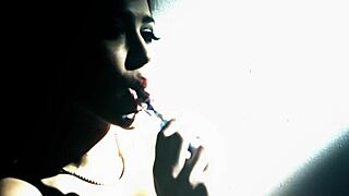 watch this blonde strip on the bed, showing off her big tits and ass