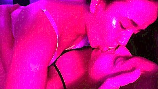 Big Tongue Sucking and Lesbian Kisses with Latina Friend Before Bedtime