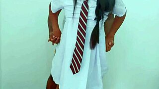 Couple enjoy hard fuck after school with no one around