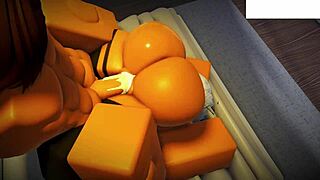 Roblox slut gets hardcore gay ass blowjob and creampie pumping.