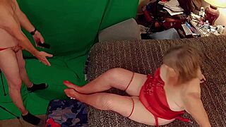 Granny Carmen Enjoys Doggystyle and Missionary Fuck with Creamy Finish in Red Outfit